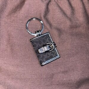 Coach Black Silver Vtg Signature Leather Photo Frame Keychain Purse Charm